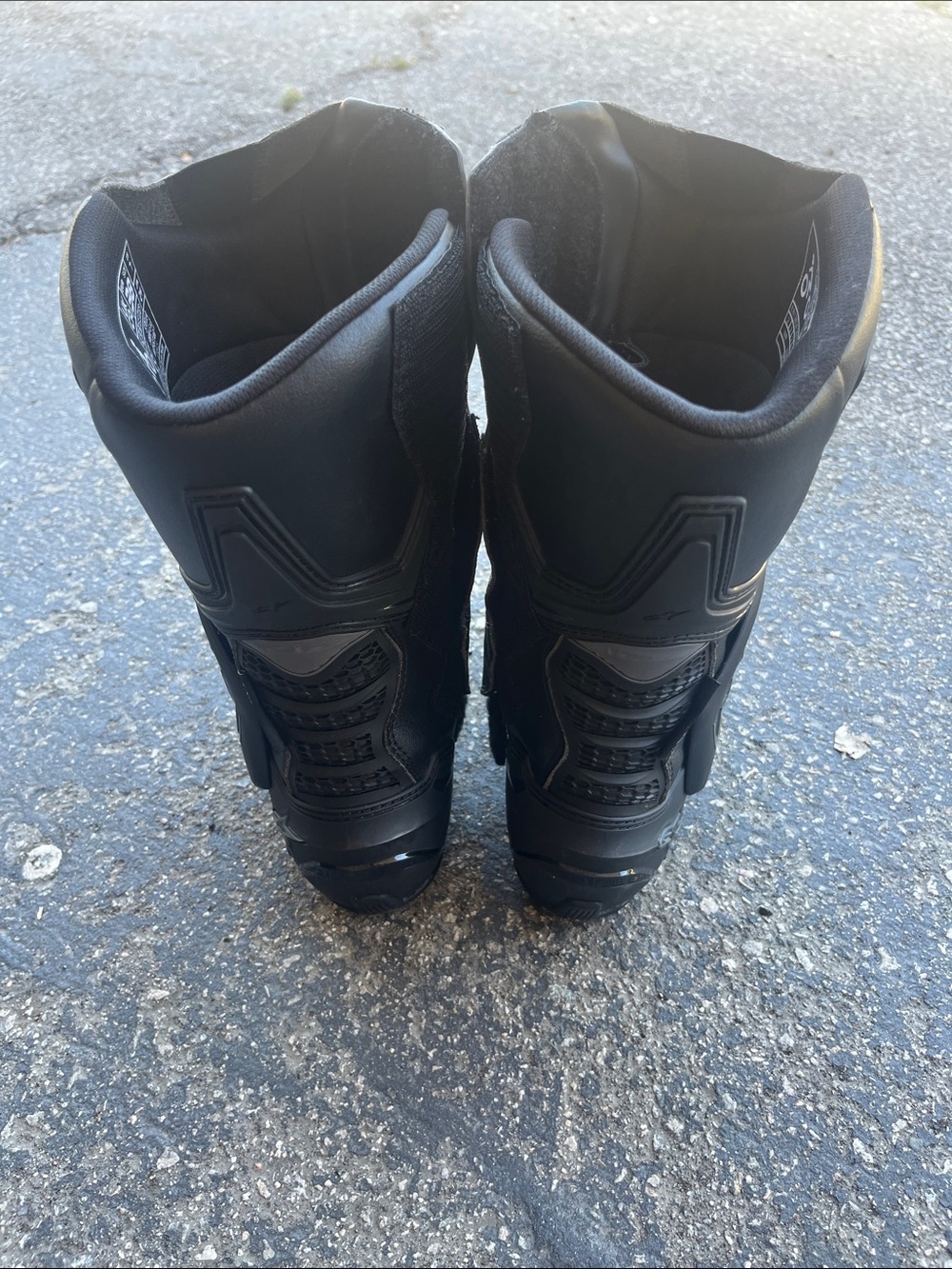 Alpinestars Black Racing Motorcycle Boots with Silver Logos - Picture 4 of 6